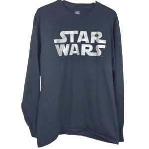 DISNEY PARKS Star Wars Classic Long Sleeve T-Shirt‎ SZ L Large Silver Sparkle